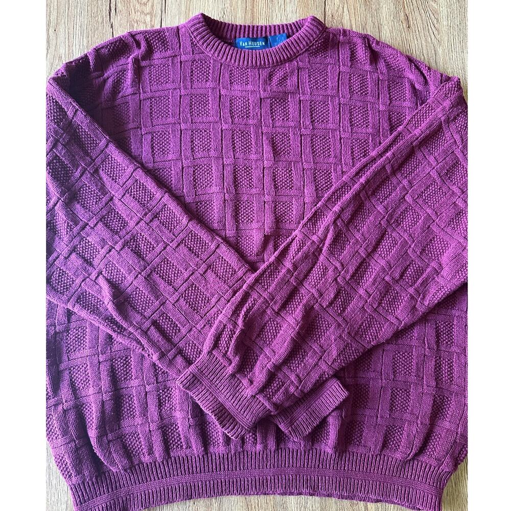 Van Heusen Vtg Chunky Red Patterned Sweater Suze Medium